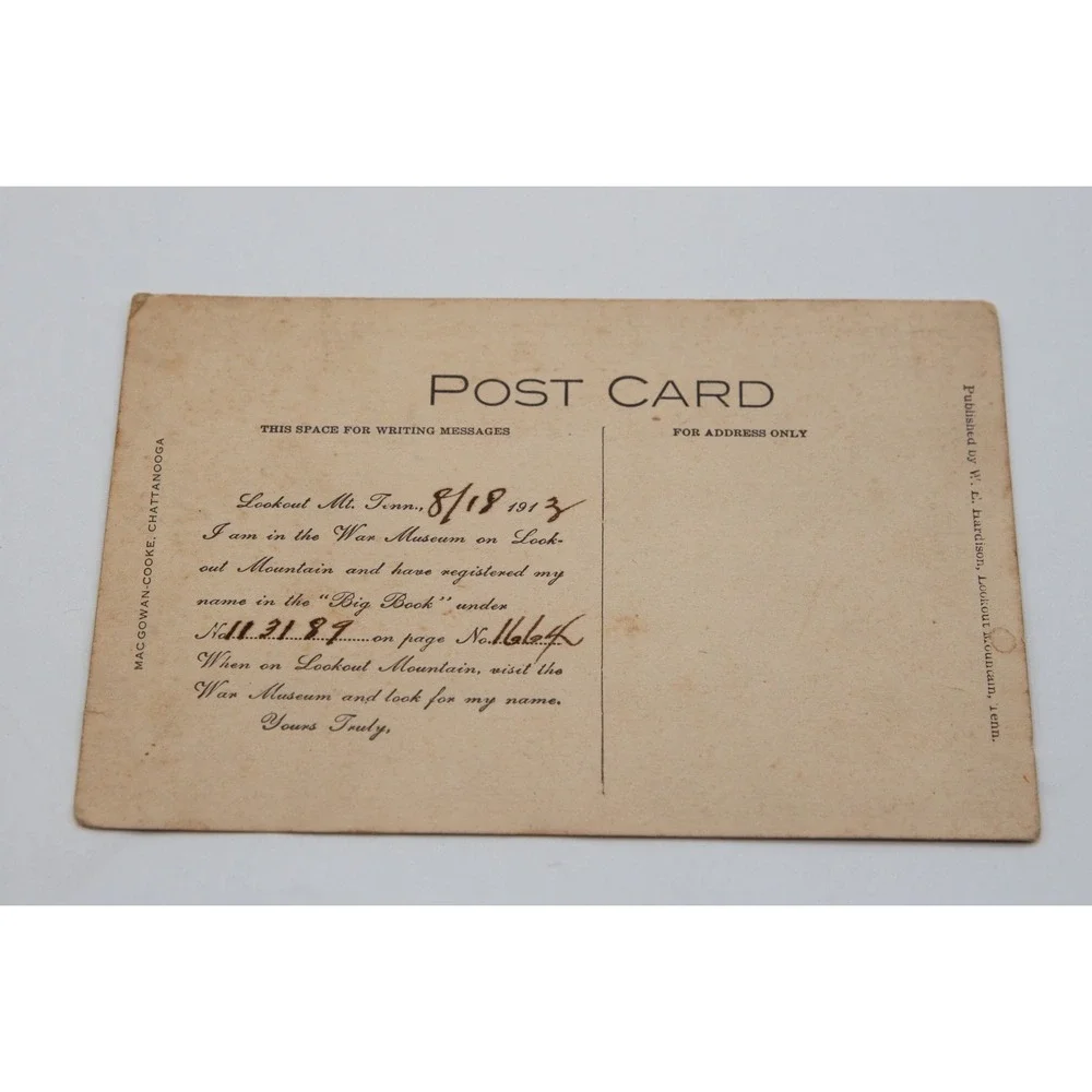 Vintage 1913 Postcard Lookout Mountain Chattanooga TN Big Book War‎ Museum